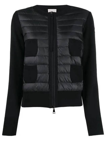 Women's Padded Wool Zip-Up Cardigan Black - MONCLER - BALAAN 2