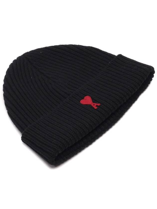 Heart Logo Wool Beanie Black - AMI - BALAAN 6