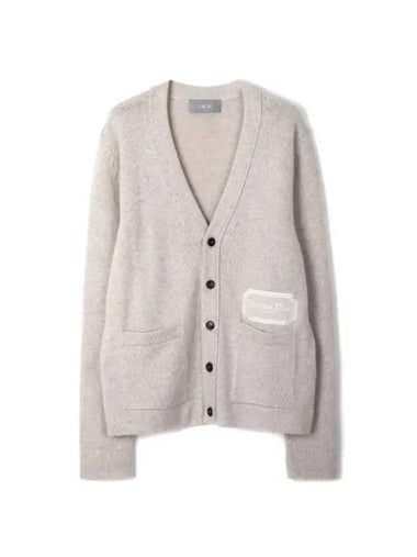 Embroidered Logo Cashmere Cardigan Grey - DIOR - BALAAN 1