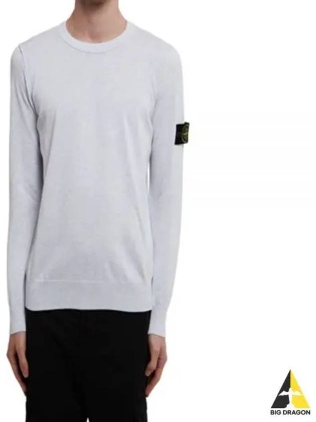 Crewneck Soft Cotton Knit Top Melange Grey - STONE ISLAND - BALAAN 2