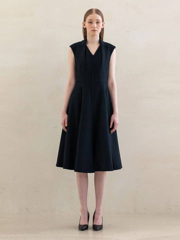 Cashmere Tailored Vest Coat Midi Dress Black - DEFEMME - BALAAN 1