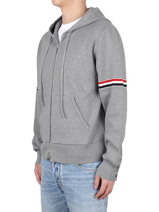 Cotton Milano Armband Zip Up Hoodie Light Grey - THOM BROWNE - BALAAN 5