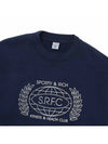 Logo Print Crew Neck Cotton Sweatshirt Navy - SPORTY & RICH - BALAAN 4