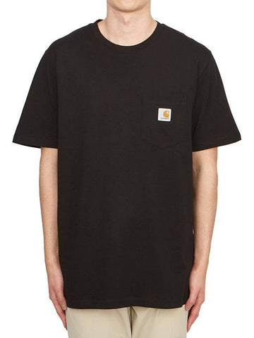 Pocket Short Sleeve T-Shirt Black - CARHARTT WIP - BALAAN 1