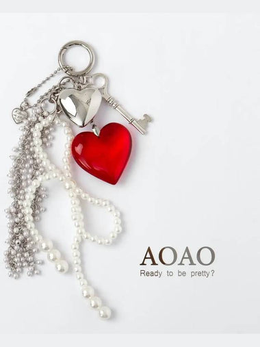 Red Heart Pearl Charm Keyring - AOAO - BALAAN 1