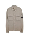 Broken Cotton Linen Lens Button Long-Sleeve Shirt Beige - CP COMPANY - BALAAN 1