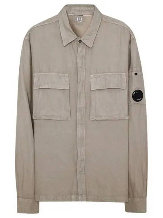 23 Broken Lino Cotone Pockets Shirt 14CMSH291A 006501G 330 Broken Cotton Linen Lens Button Shirt - CP COMPANY - BALAAN 1