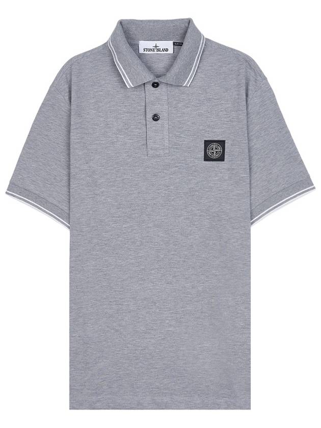 Stretch Cotton Pique Short Sleeve Polo Shirt Grey - STONE ISLAND - BALAAN 9