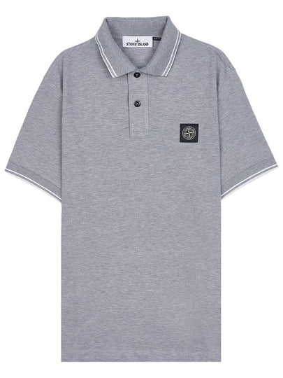 Stretch Cotton Pique Short Sleeve Polo Shirt Grey - STONE ISLAND - BALAAN 2