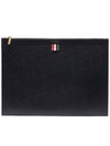 Pebble Grain Leather Large Zipper Laptop Holder Black - THOM BROWNE - BALAAN 3