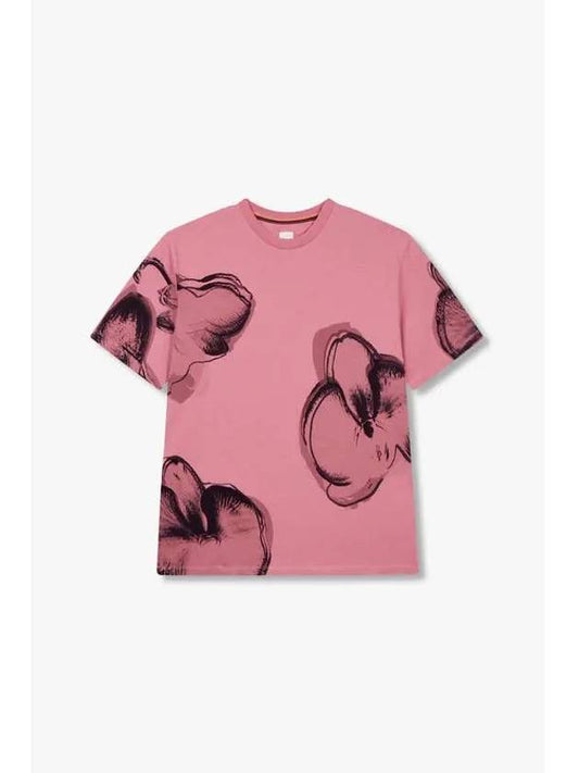 Floral Print Cotton T Shirt Pink - PAUL SMITH - BALAAN 1