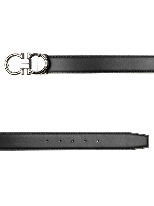 Gancini Reversible Adjustable Calfskin Leather Belt Black - SALVATORE FERRAGAMO - BALAAN 2