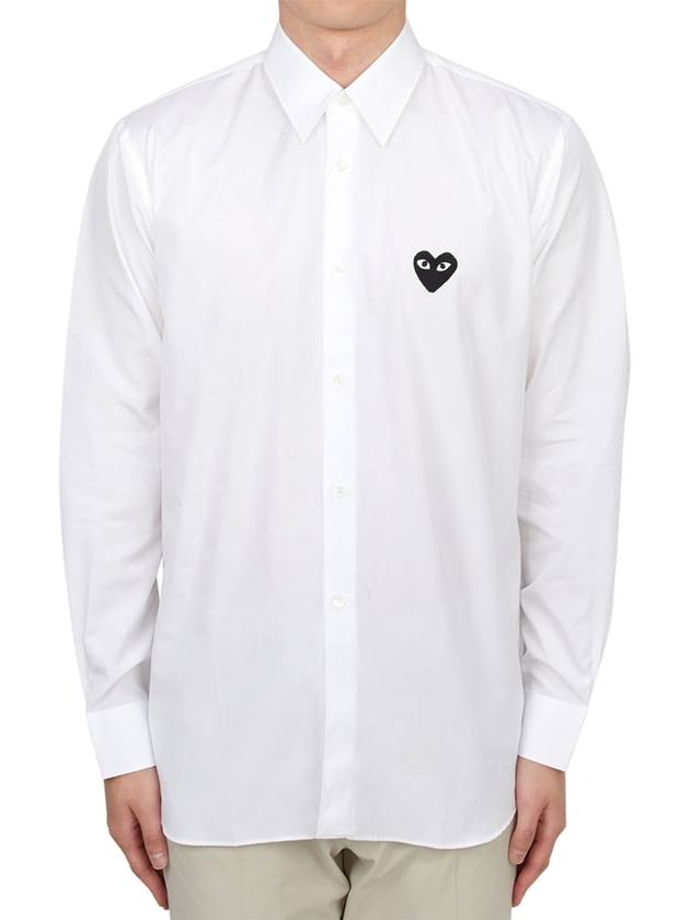 Heart Patch Poplin Long Sleeve Shirt White - COMME DES GARCONS PLAY - BALAAN 2