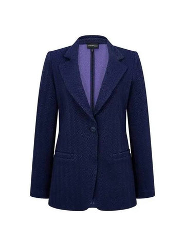 Women s Chevron Tissue Single Jacket Navy - EMPORIO ARMANI - BALAAN 1