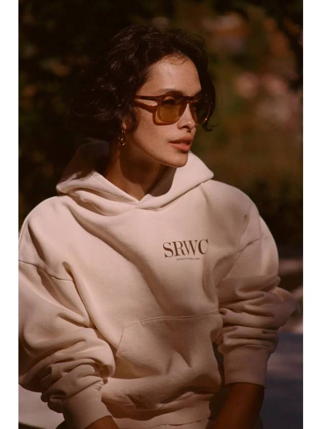 Women's SRWC Logo Cropped Hooded Top Beige - SPORTY & RICH - BALAAN 7