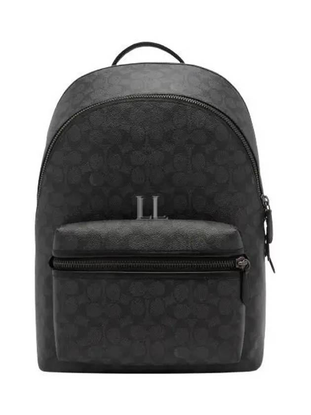 Charter Signature Leather Backpack Charcoal - COACH - BALAAN 2