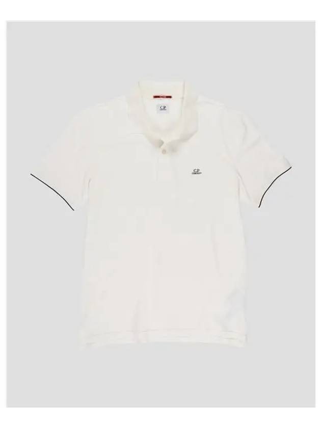 Garment Dyed Logo Polo Short Sleeve Tee White - CP COMPANY - BALAAN 5