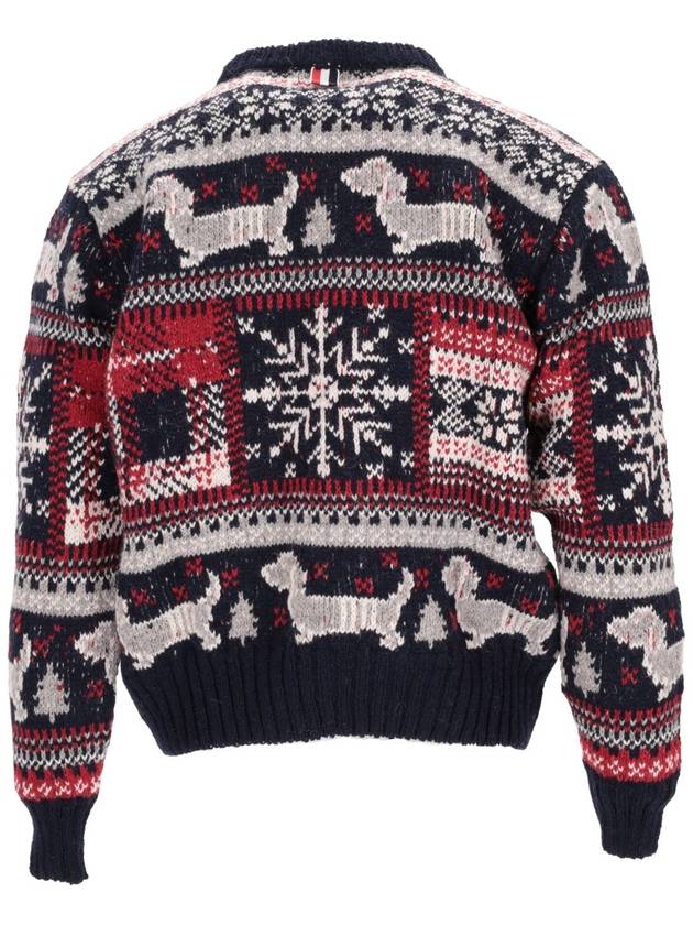 HOLIDAY HECTOR FAIRISLE JERSEY FLOAT JACQUARD RELAXED FIT CREW NECK PULLOVER IN  DONEGAL MOHAIR TWEE - THOM BROWNE - BALAAN 3