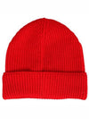 Merino Wool Logo Patch Beanie Red - CP COMPANY - BALAAN 4