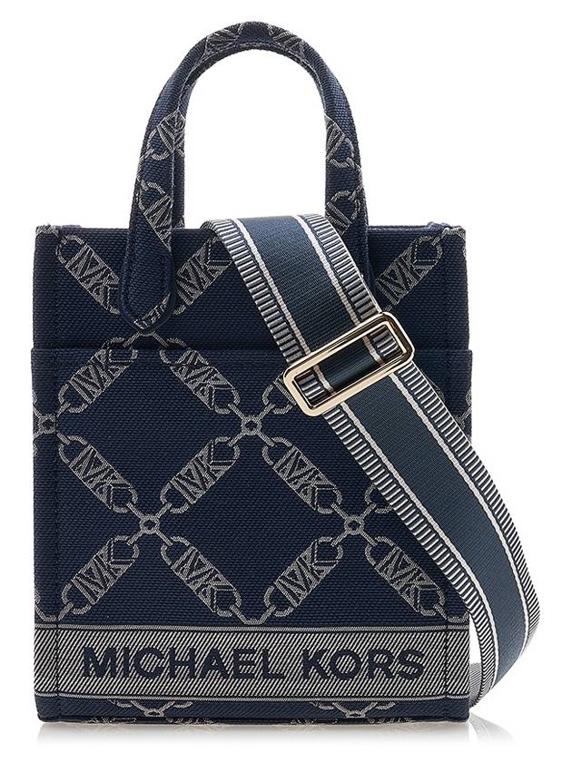 Gigi Extra Small Empire Logo Jacquard Cross Bag Navy - MICHAEL KORS - BALAAN 2