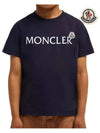 Kids Logo Short Sleeve T Shirt Night Blue 8C00003 89AFV 778 12A 14A - MONCLER - BALAAN 6