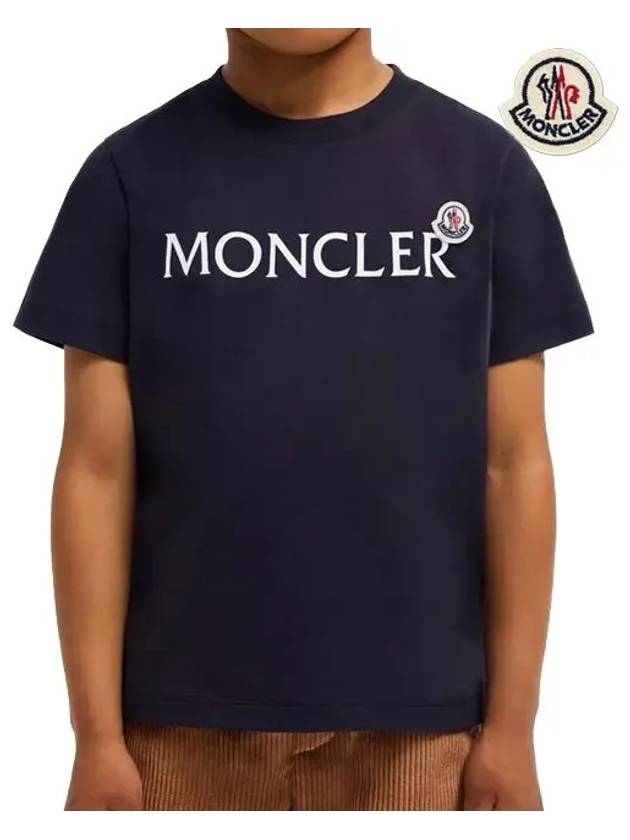 Kids Logo Short Sleeve T Shirt Night Blue 8C00003 89AFV 778 12A 14A - MONCLER - BALAAN 6