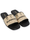 Label Print Gabardine Leather Slippers Beige - BURBERRY - BALAAN 4