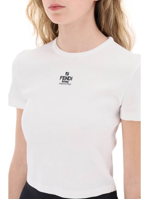 Logo Cotton Crop Short Sleeve T-Shirt White - FENDI - BALAAN 5