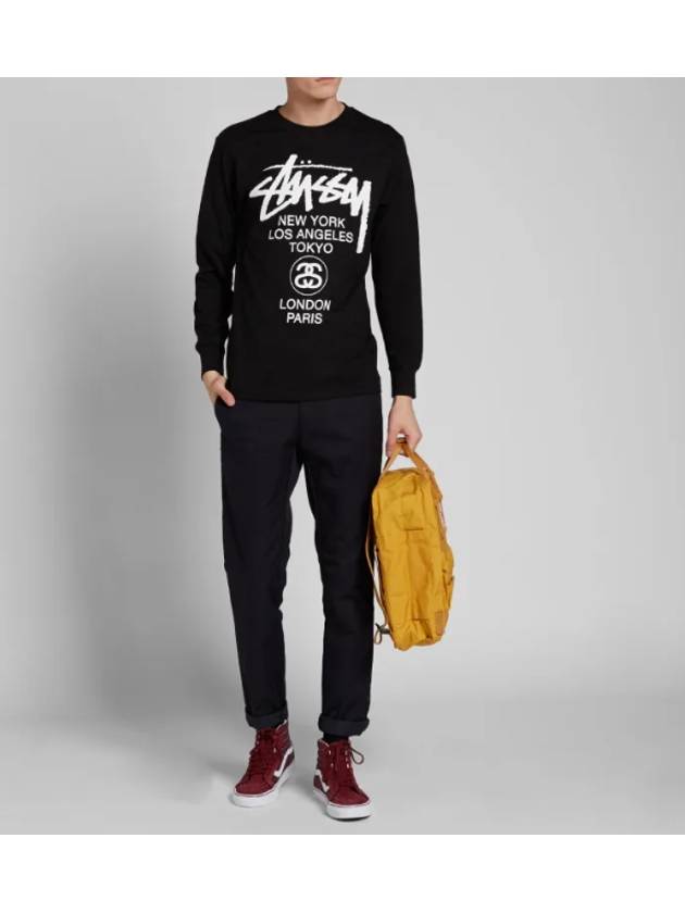 World Tour Long Sleeve TShirt Black 3993713 World Tour LS T Shirt Black - STUSSY - BALAAN 2