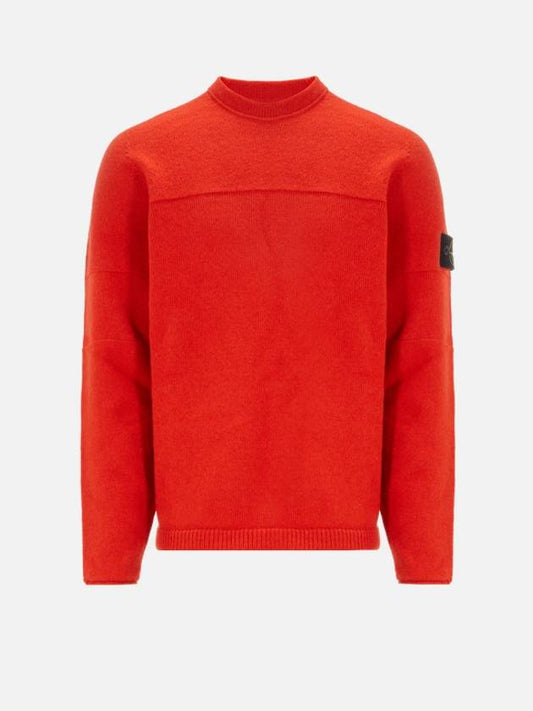 Crew Neck Wool Knit Top Red - STONE ISLAND - BALAAN 2