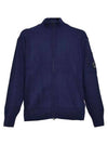 Lambswool GRS Zipped Cardigan Navy - CP COMPANY - BALAAN 2