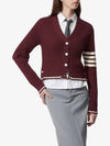 4 Bar Cable Wool Crop Cardigan Red - THOM BROWNE - BALAAN 2