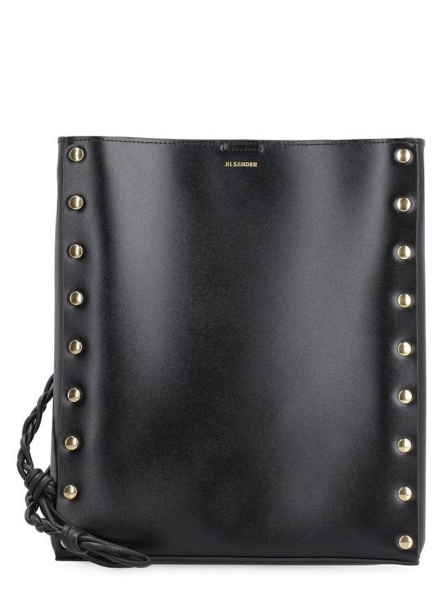 Tangle Rivet Leather Shoulder Bag Black - JIL SANDER - BALAAN 2