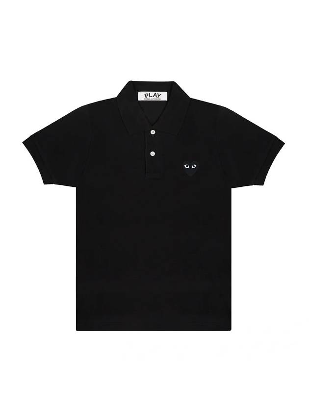 Women's Small Black Heart Wappen Short Sleeve PK Shirt P1 T065 1 Black - COMME DES GARCONS PLAY - BALAAN 1