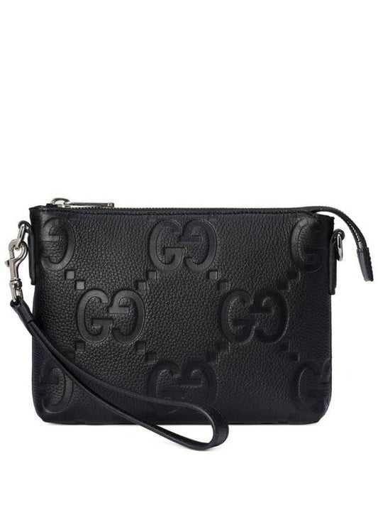 Jumbo GG Leather Messenger Cross Bag Black - GUCCI - BALAAN 1