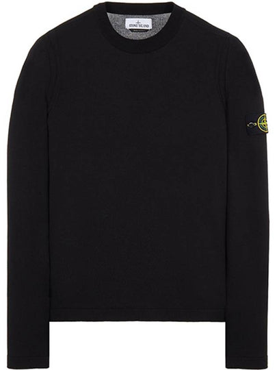 Logo Patch Crewneck Knit Top Black - STONE ISLAND - BALAAN 2