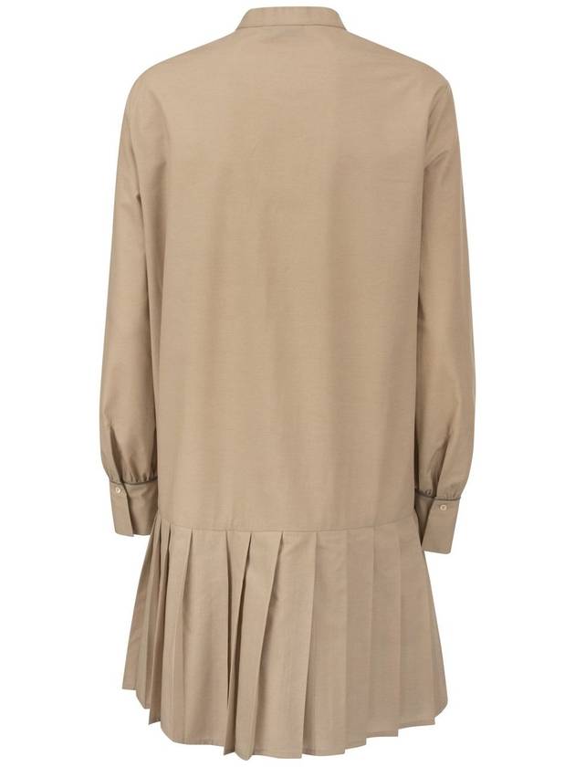 Monilli Cuffs Wool Cotton Long Sleeve Midi Dress Beige - FABIANA FILIPPI - BALAAN 3