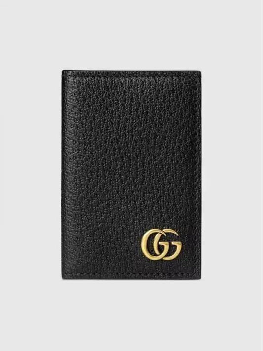 GG Marmont Leather Card Wallet Black - GUCCI - BALAAN 2