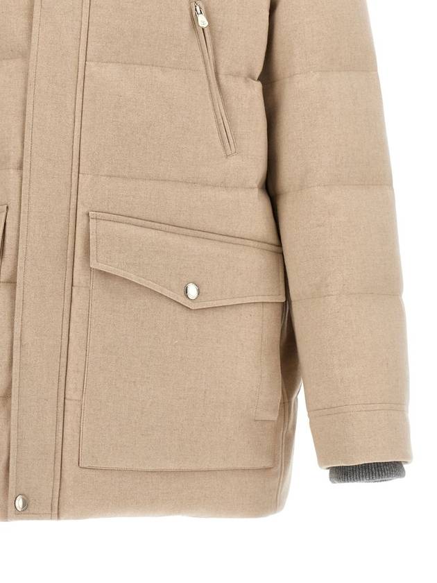 Hooded Down Padding Beige - BRUNELLO CUCINELLI - BALAAN 3