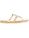 Rockstud Rubber Flat Thong Slippers Gold - VALENTINO - BALAAN 1