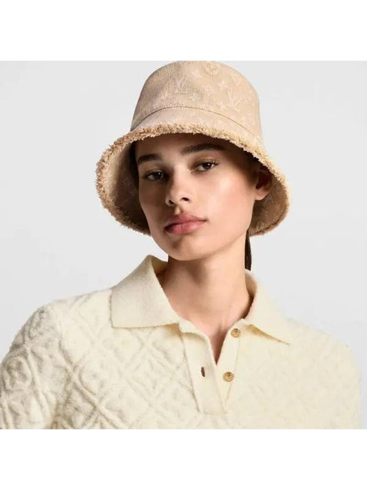 Monogram Denim Bucket Hat Safari Bungeoji Beige Sable M7594M - LOUIS VUITTON - BALAAN 1