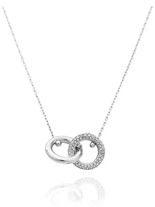 Dextera Interlocking Loop Pendant Necklace Silver - SWAROVSKI - BALAAN 4