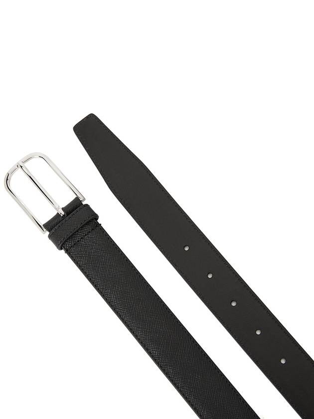 Metal Buckle Saffiano Leather Belt Black - PRADA - BALAAN 4