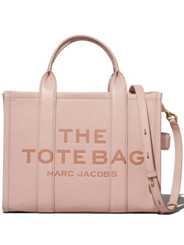 Logo Medium Leather Tote Bag Pink Rose - MARC JACOBS - BALAAN 2