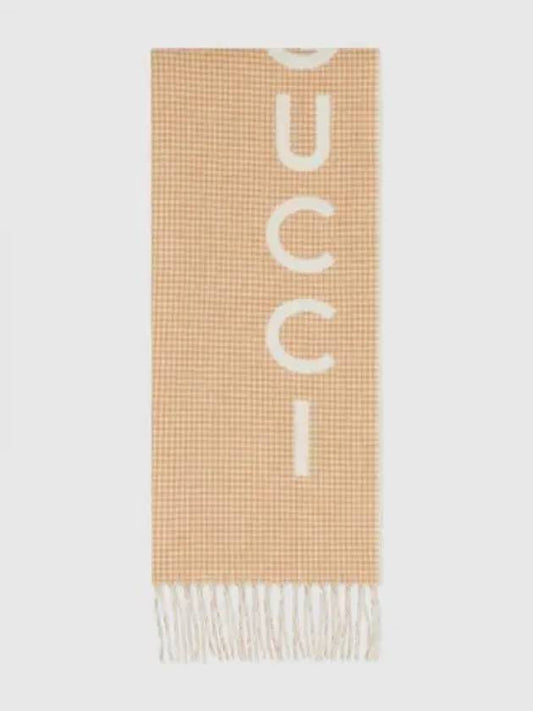 Wool Cashmere Scarf Ivory Yellow Boutique 7642683GB029878 - GUCCI - BALAAN 2