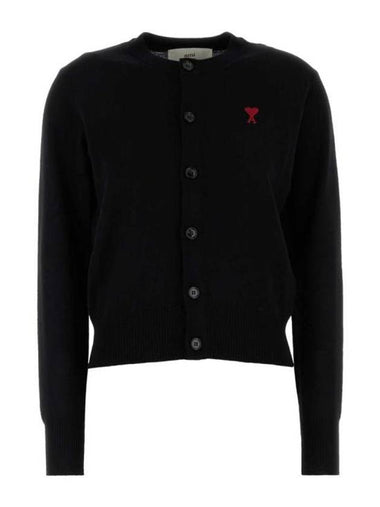 De Coeur Crew Neck Cardigan Black - AMI - BALAAN 1