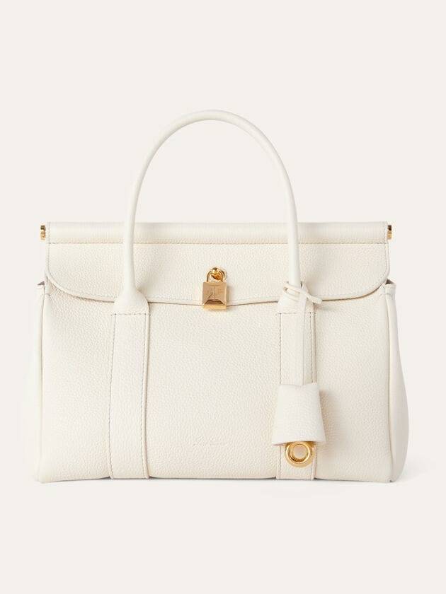 Loom L25 Grained Calfskin Tote Bag Whisper White - LORO PIANA - BALAAN 1