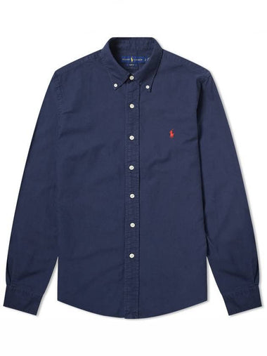 Men's Slim Fit Button Down Long Sleeve Shirt Navy - POLO RALPH LAUREN - BALAAN 1