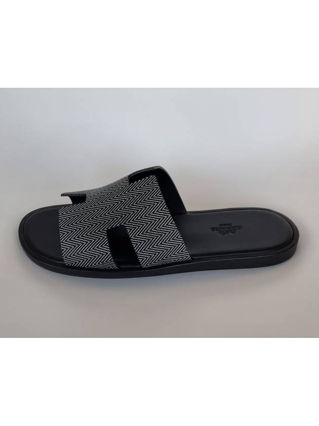 Izmir Chevron Slippers Blanc Black - HERMES - BALAAN 6