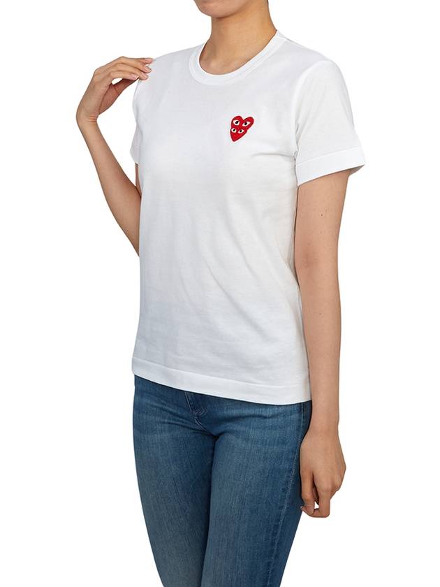 Women's Small Double Heart Wappen Short Sleeve T-Shirt P1 T287 2 White - COMME DES GARCONS PLAY - BALAAN 5